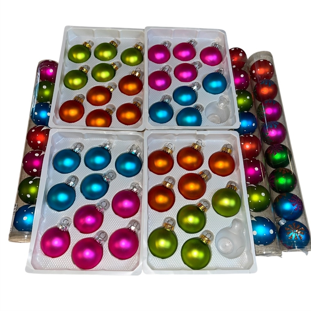 Sparkling Creations lot of 61 Christmas Glass & Plastic Ornaments 1.5"